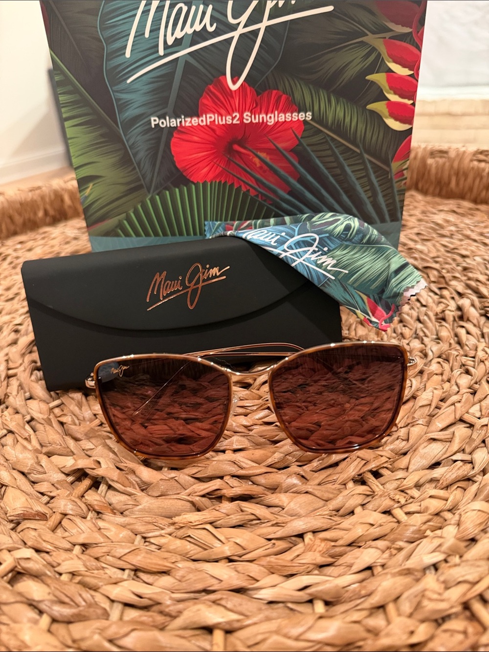 Maui Jim Gold Frame Sunglasses with Brown Lenses